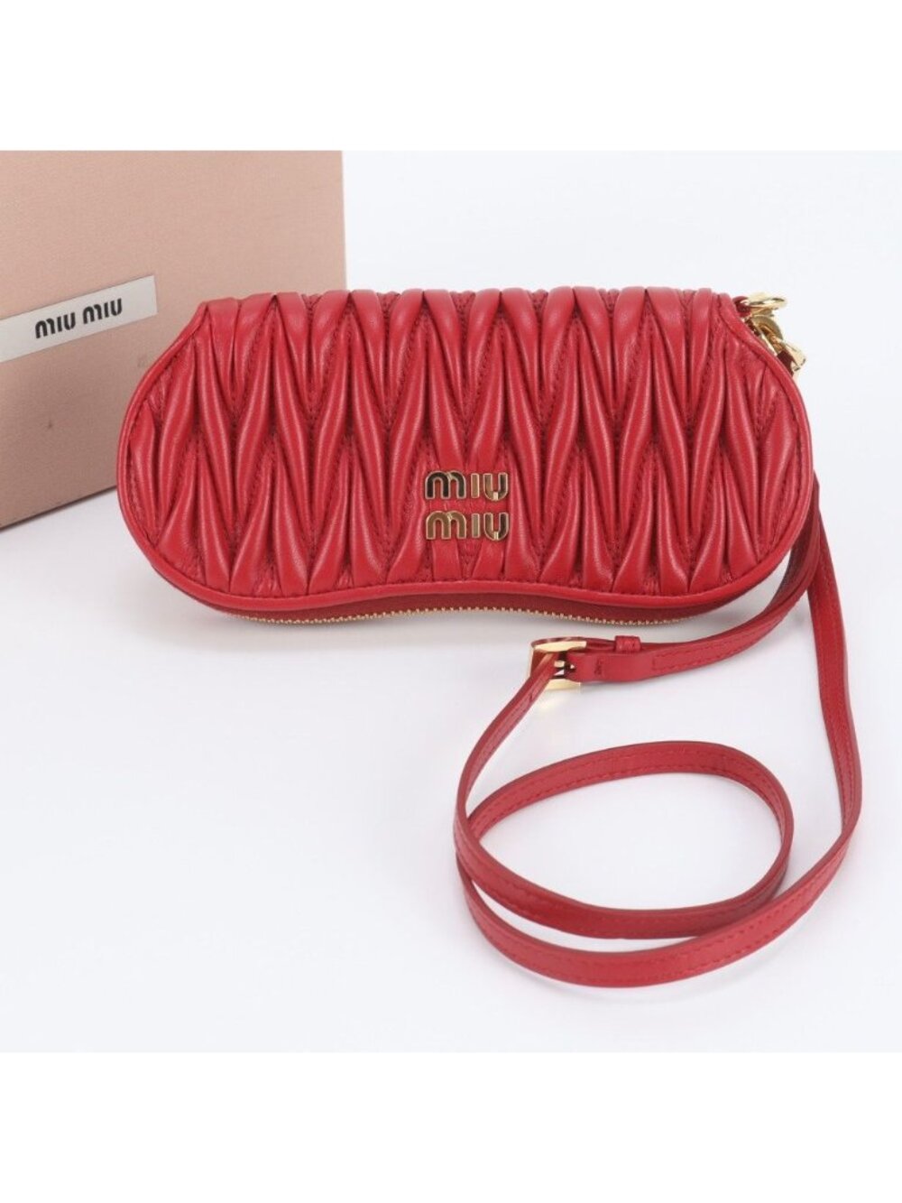 Miu Miu Matelasse Leather Shoulder Strap Pouch Clutch